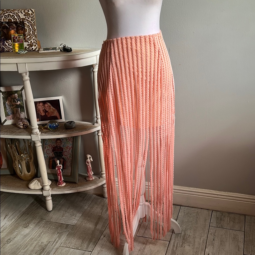 [Toi et Moi] Pink Fringe Maxi Skirt Resort Wear - NWT
